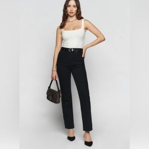 Black High Rise Reformation Jeans straight leg
